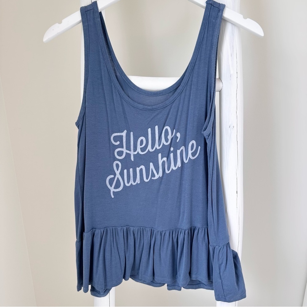 Zoe + Liv Hello Sunshine Blue Tank Top Size Medium